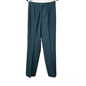 Pendleton Vintage High Waist Pleated Green Virgin Wool Trouser Pants